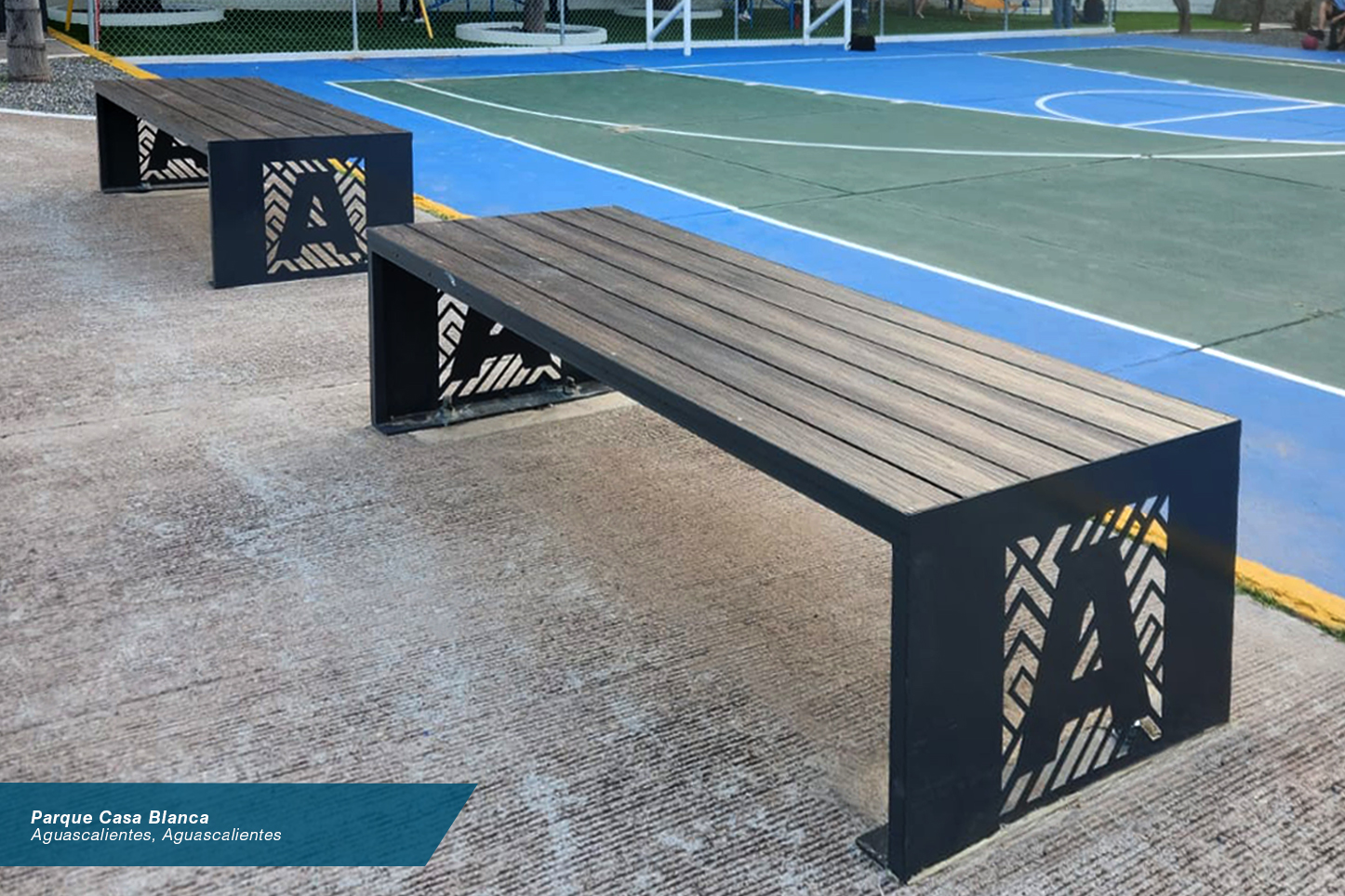 Mobiliario urbano Gobierno de Aguascalientes parque Casa Blanca